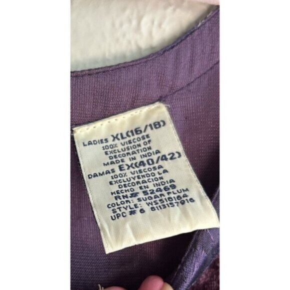 Whimsigoth Purple Dress XL 16/18 vtg Babydoll Velvet Crushed Taffeta Fairycore - Picture 8 of 13